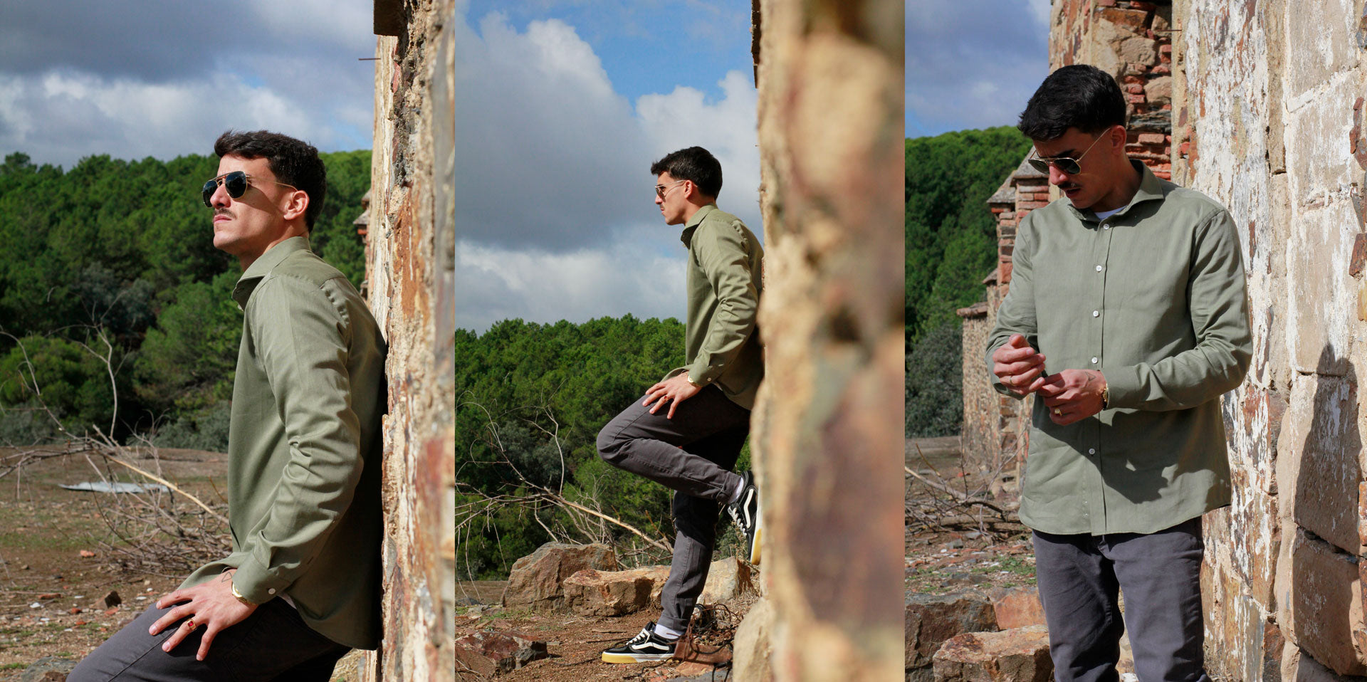 Fotografía modelo camisa verde